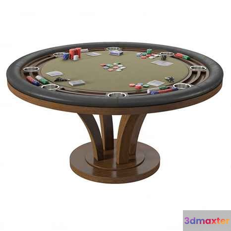 A Round Table With A Poker Game On It 3D Model - 18210 - CORONA Render