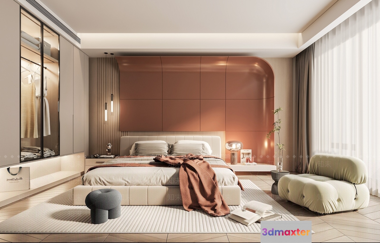 Cozy Modern Bedroom 3D Model - 16938 - VRAY Render