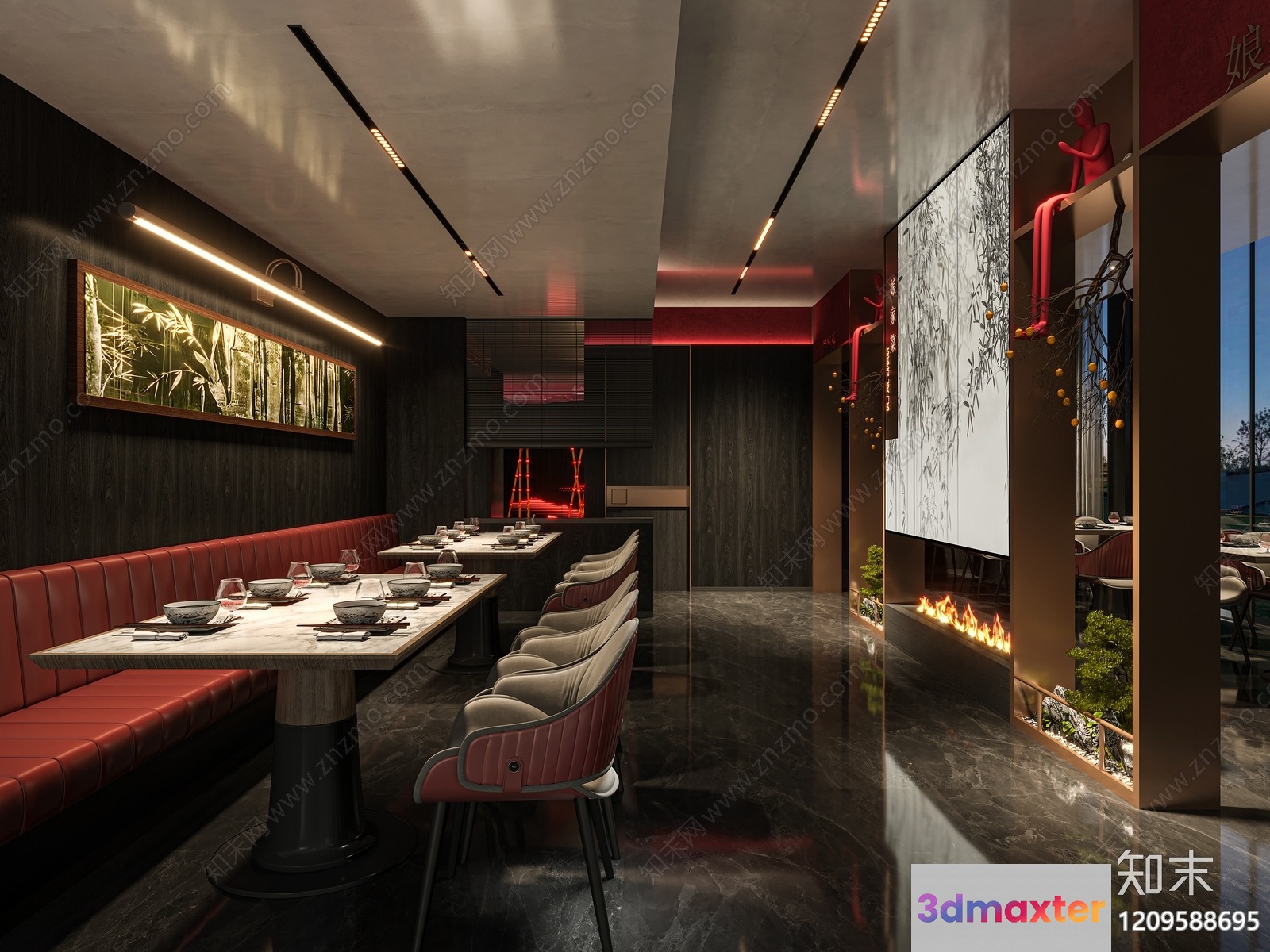 Modern Asian Restaurant 3D Model - 9267 - VRAY Render