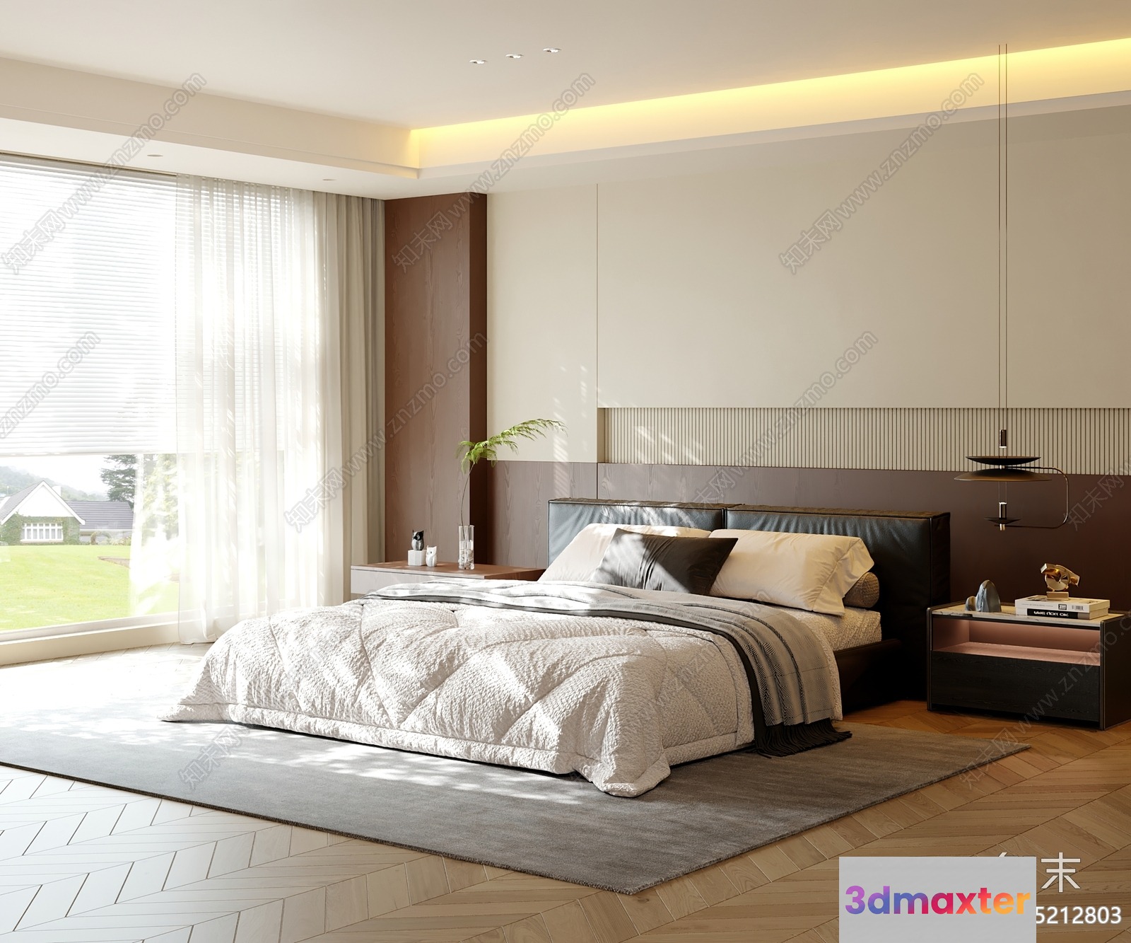 A Modern Bedroom 3D Model - 3855 - VRAY Render