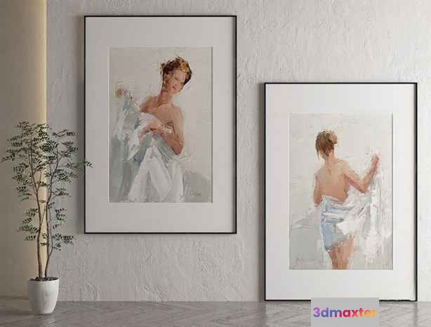 Two Framed Paintings Of A Woman 3D Model - 8601 - VRAY Render