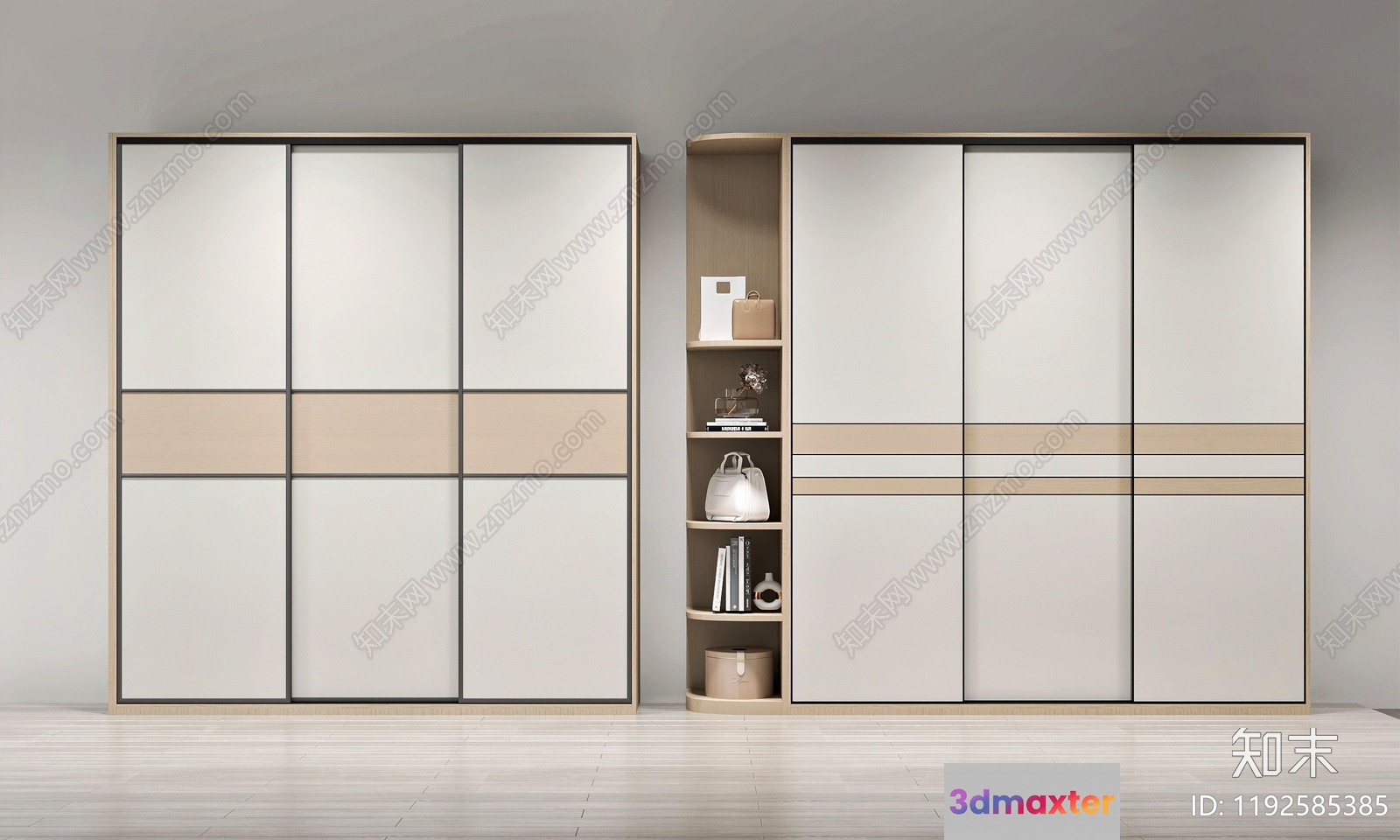 Modern Sliding Closet Doors 3D Model - 9069 - VRAY Render