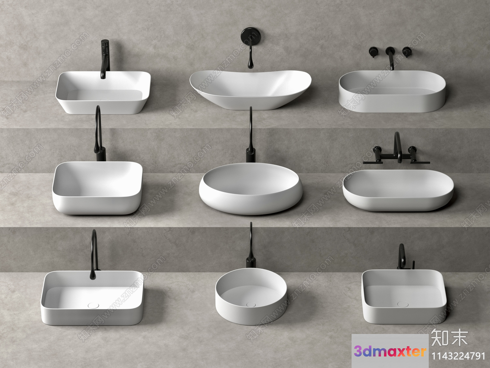 Modern White Sinks 3D Model - 14676 - VRAY Render