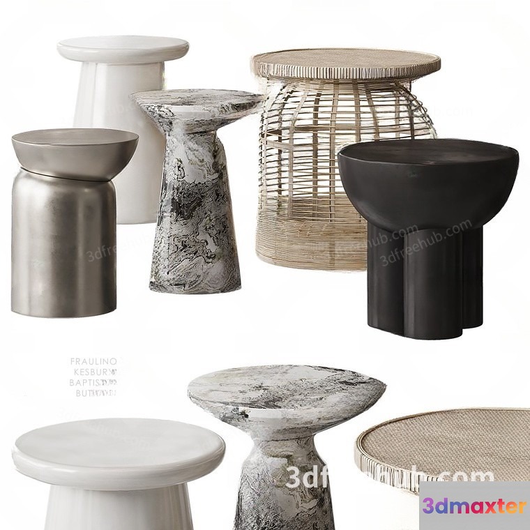 A Collection Of Stools 3D Model - 18946 - VRAY Render