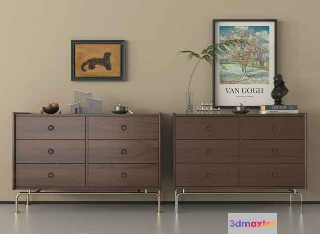 Two Brown Dressers 3D Model - 3125 - VRAY Render