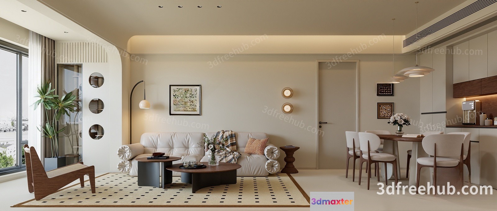 Modern Living Room 3D Model - 23484 - VRAY Render