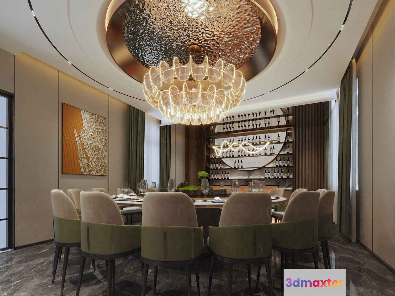 Modern Dining Room 3D Model - 10011 - VRAY Render