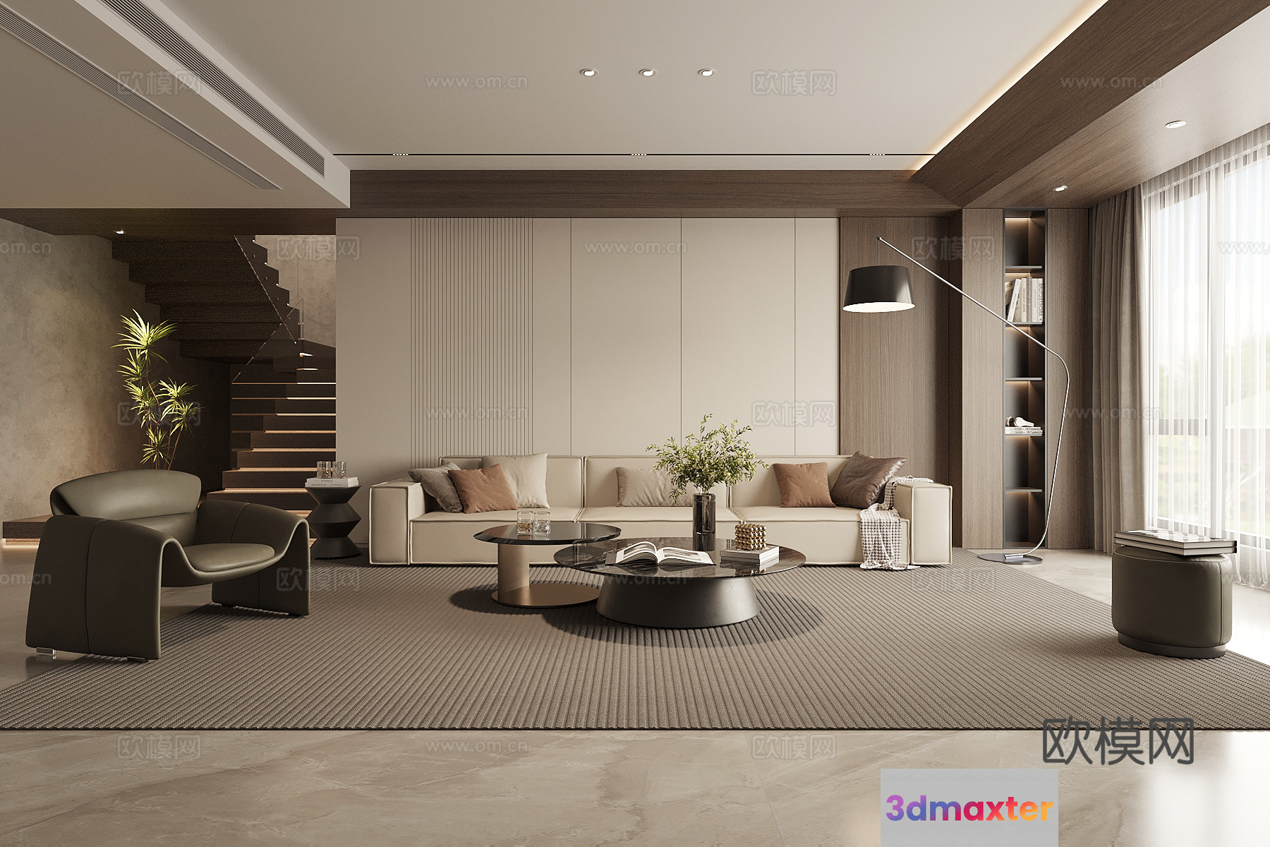 Modern Living Room 3D Model - 7815 - VRAY Render