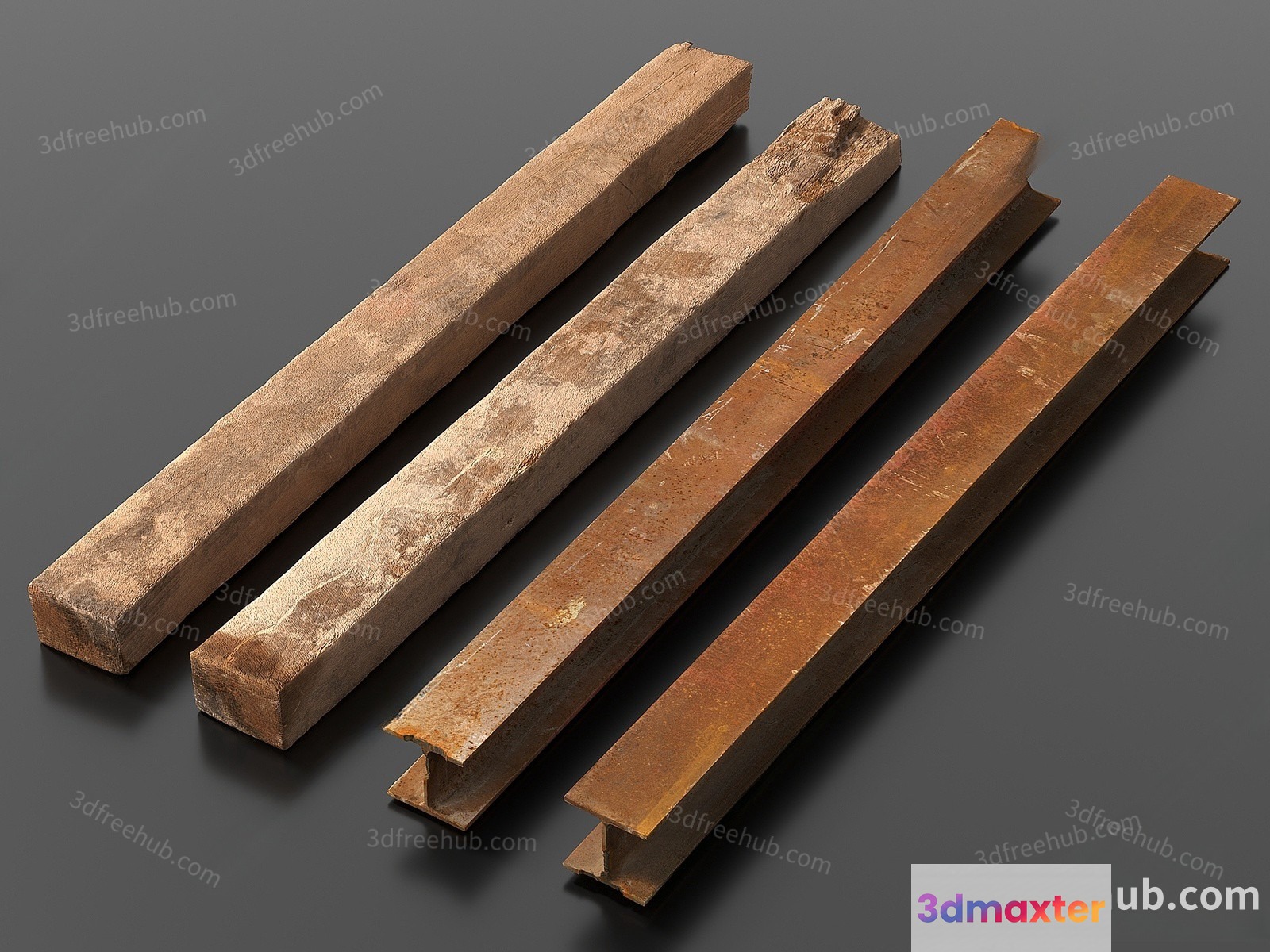 Rusty Metal Bars 3D Model - 19914 - VRAY Render