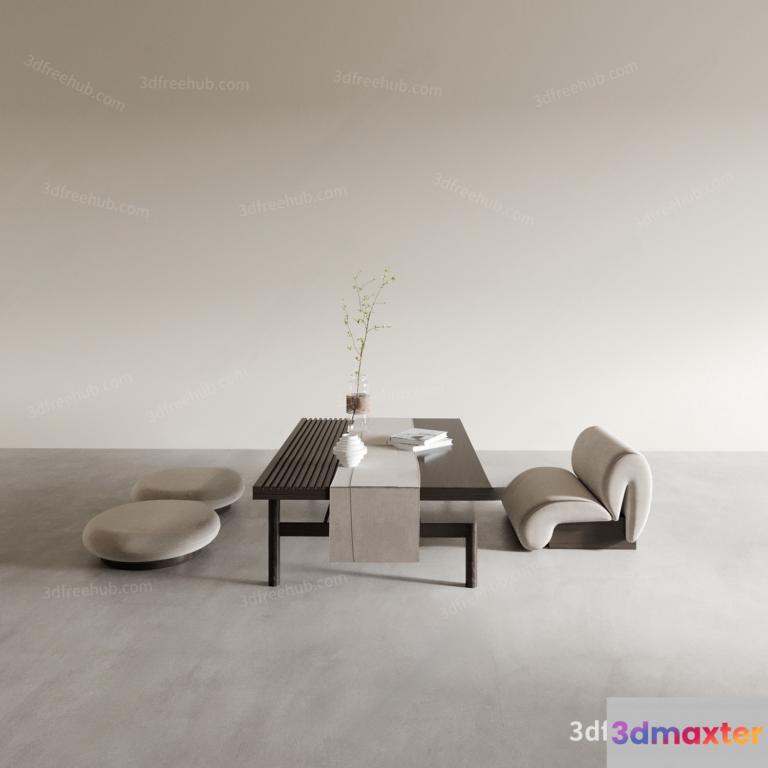 Modern Minimalist Living Room 3D Model - 20570 - VRAY Render