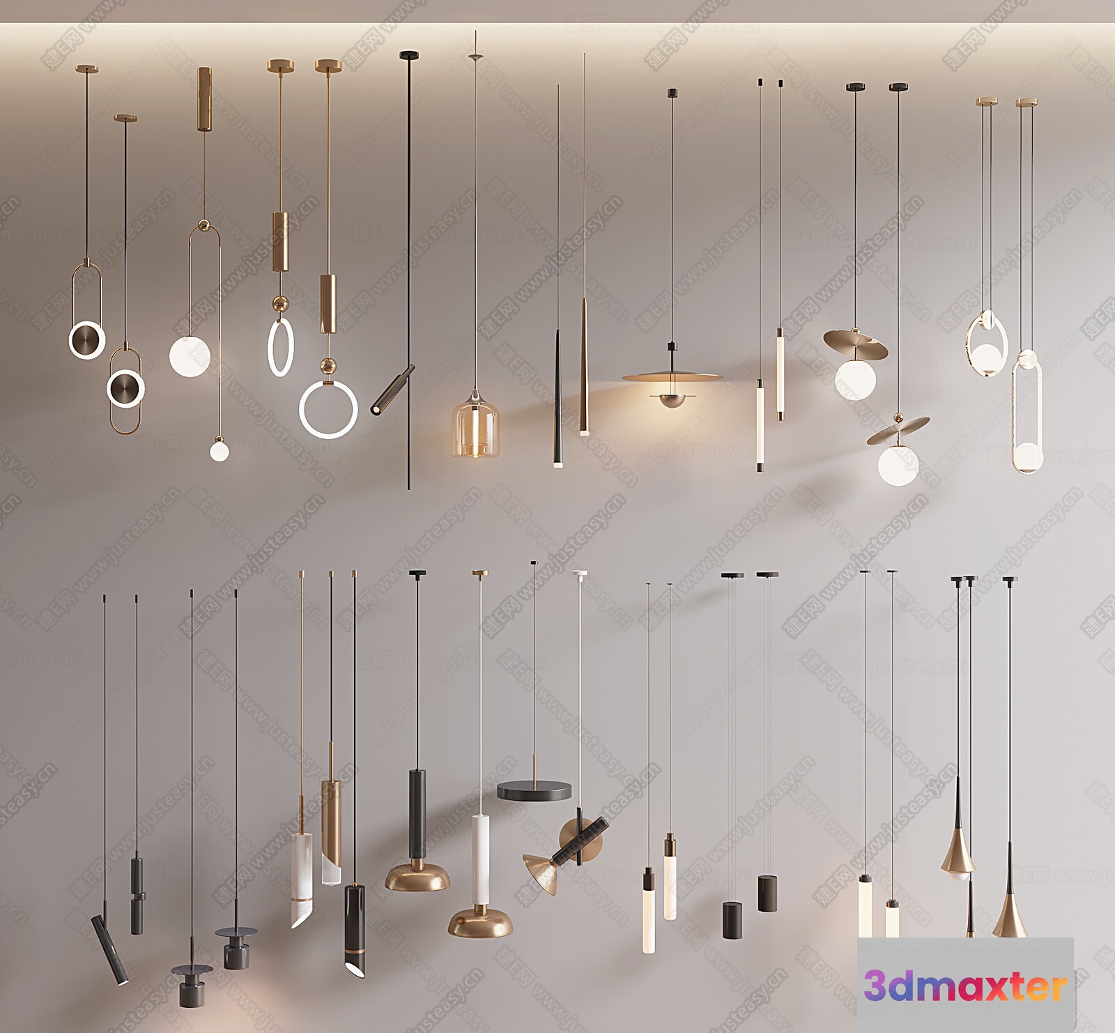 Gold Light Fixture 3D Model - 14038 - VRAY Render