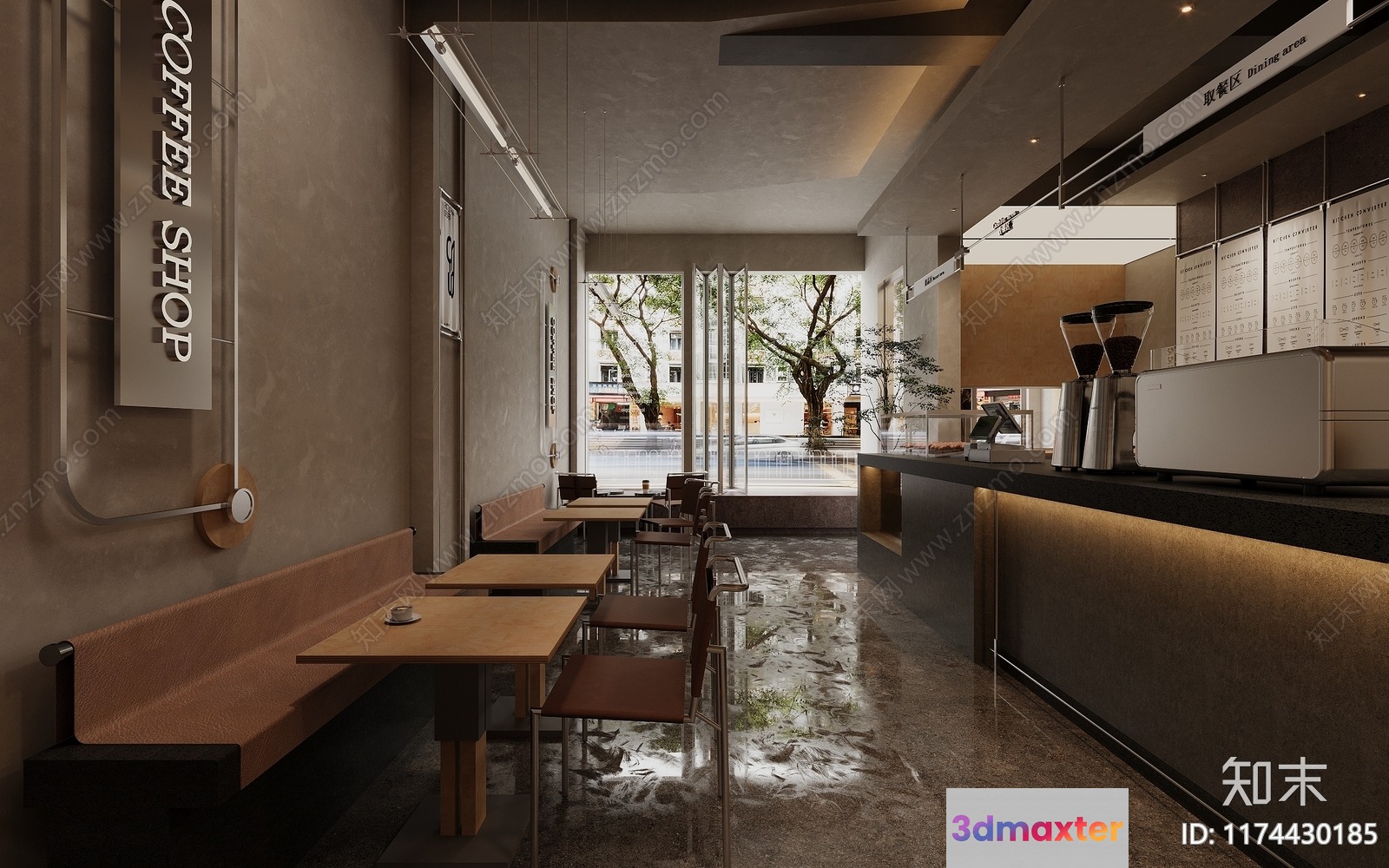 Modern Coffee Shop 3D Model - 2059 - CORONA Render