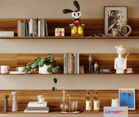 Modern Wooden Shelves 3D Model - 17516 - CORONA Render