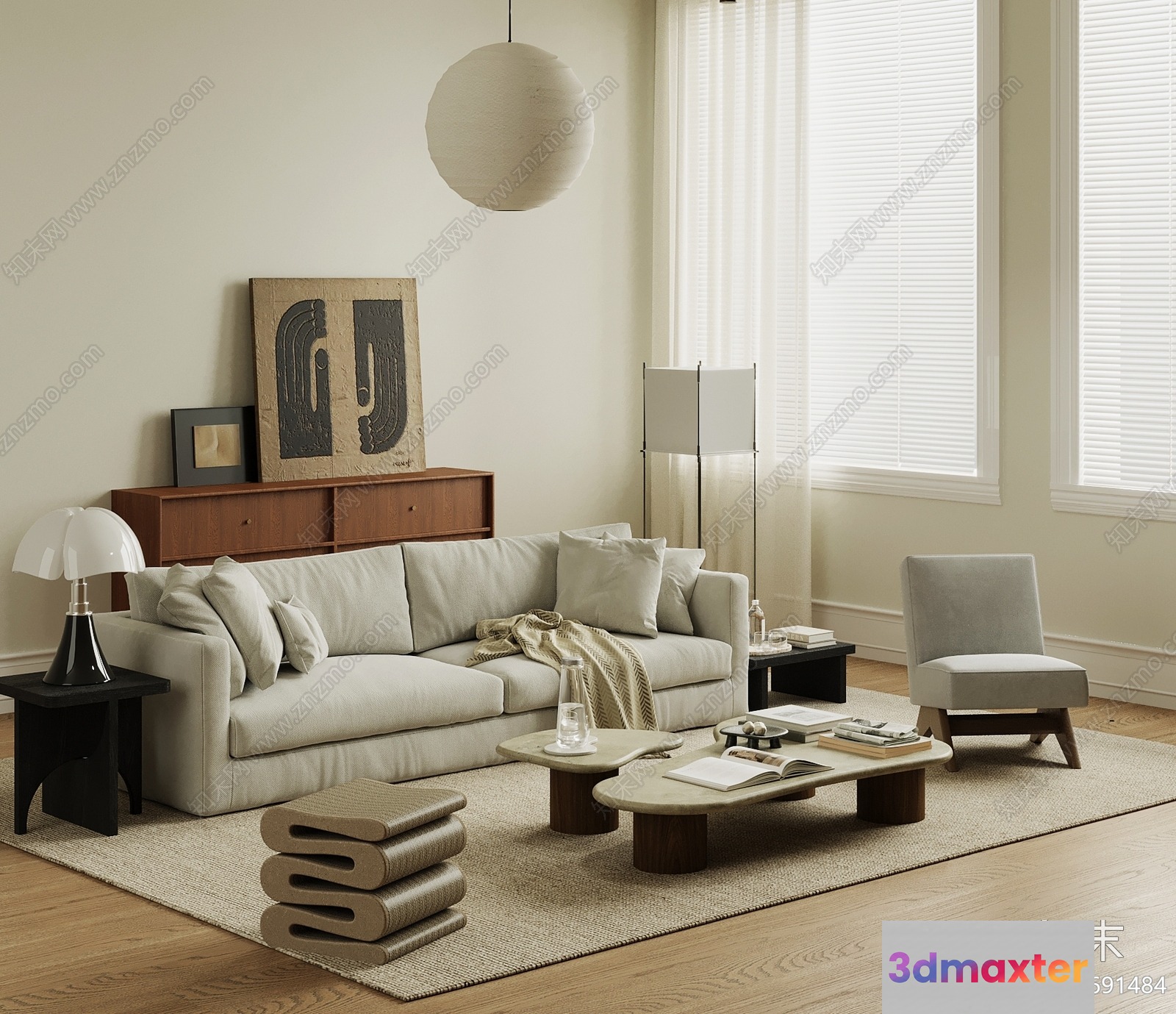 Modern Living Room 3D Model - 9892 - VRAY Render