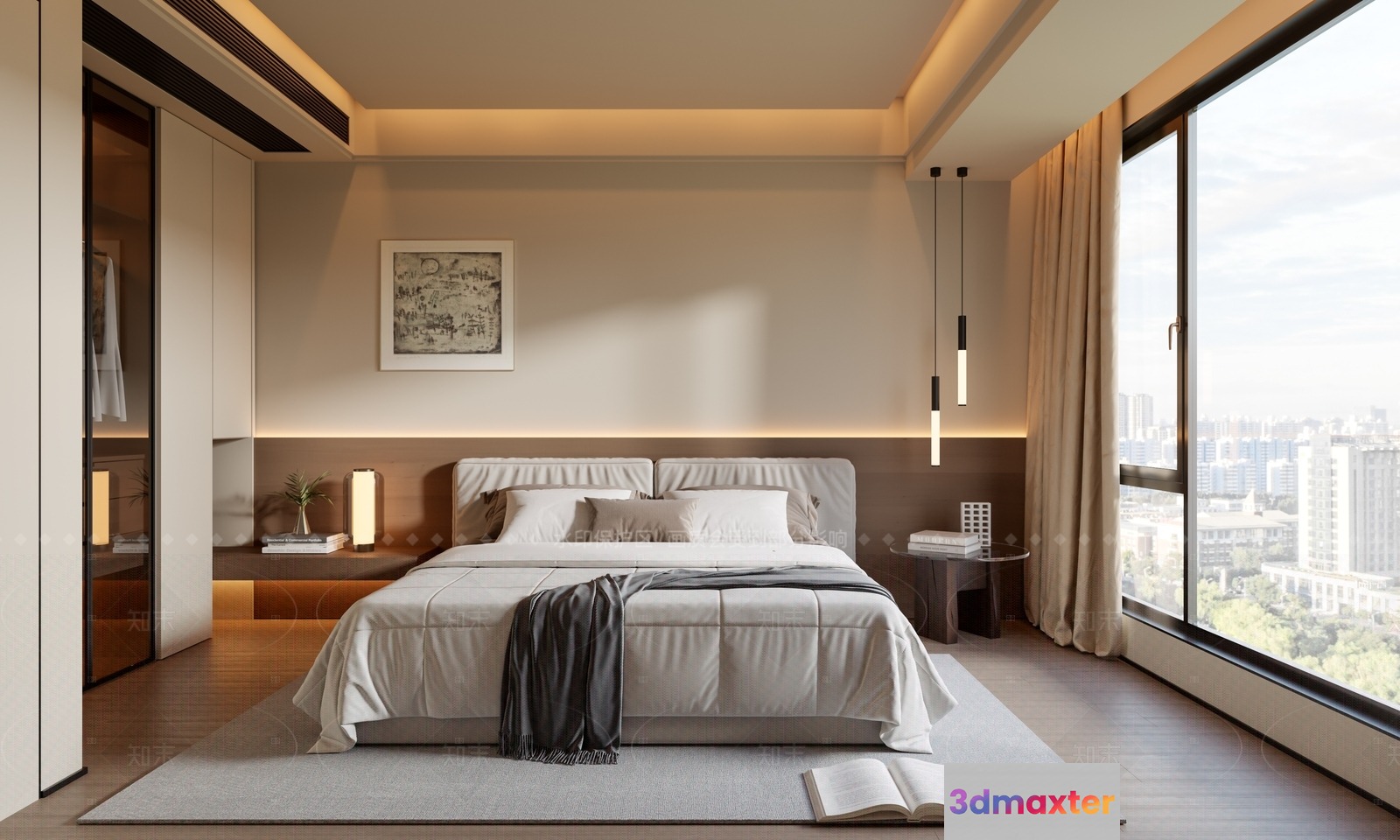 Modern Minimalist Bedroom 3D Model - 18776 - CORONA Render