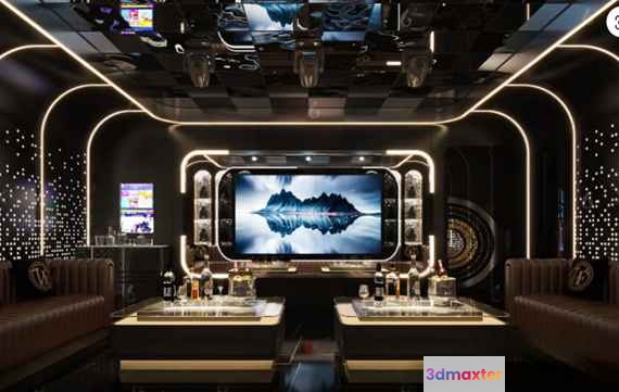 Modern Entertainment Room 3D Model - 12680 - VRAY Render