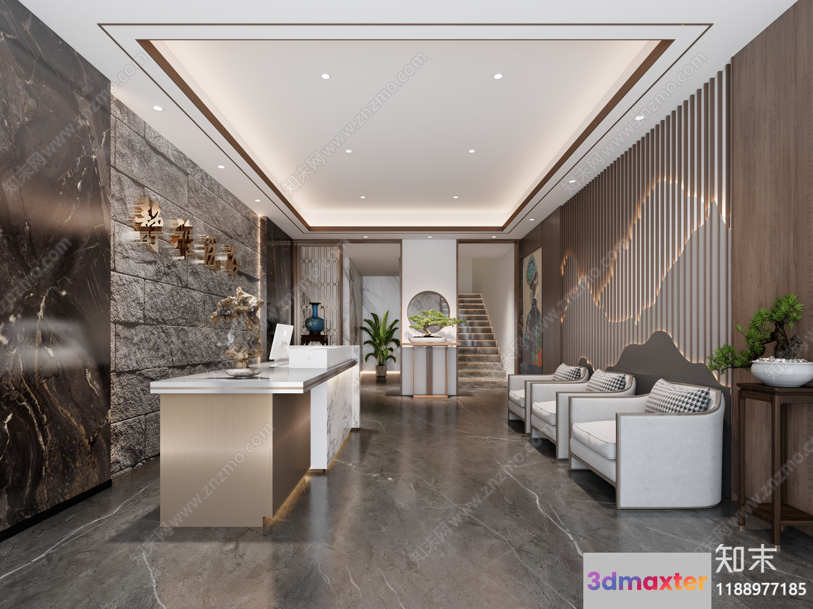 Modern Office Space 3D Model - 9064 - VRAY Render