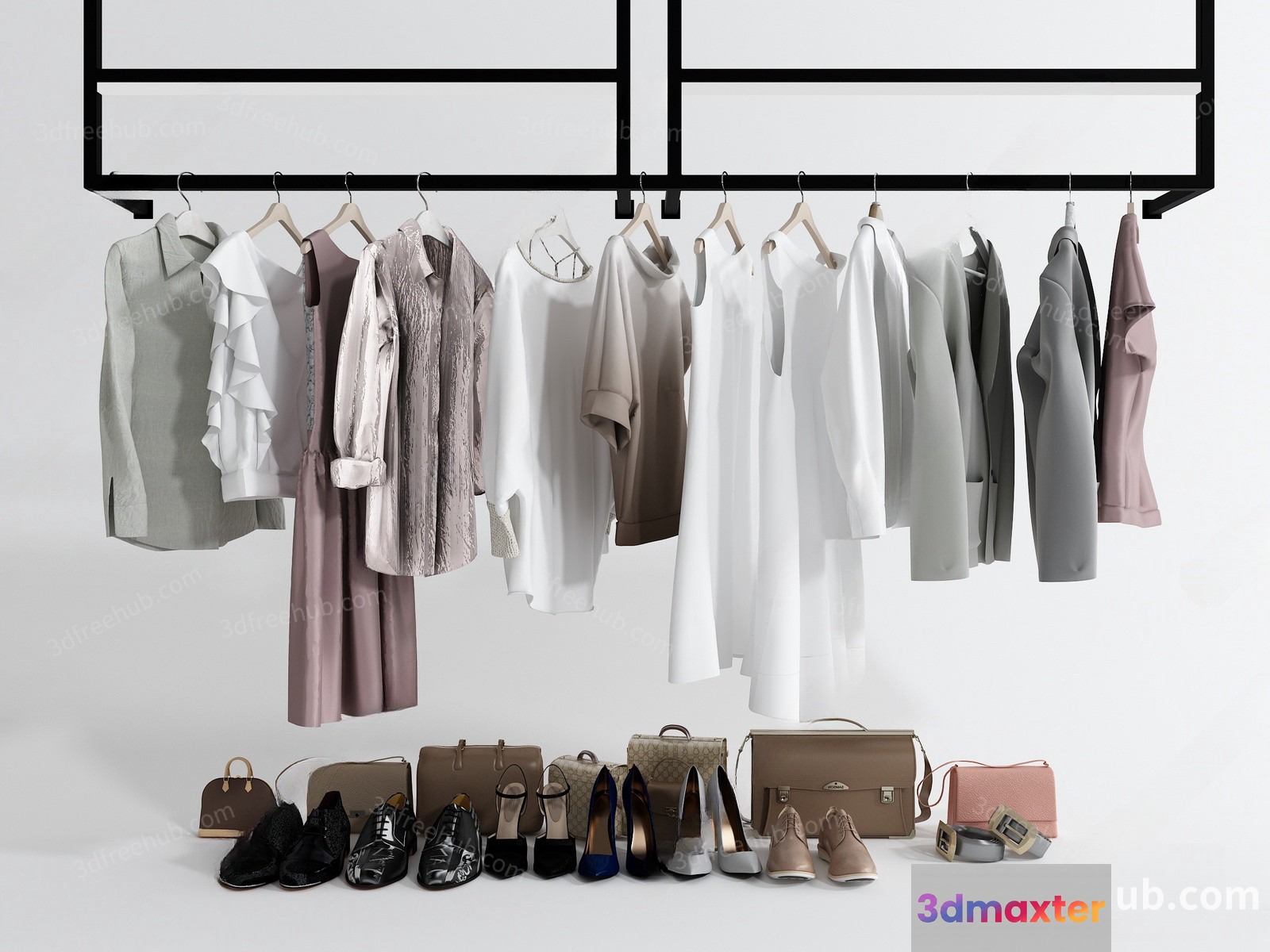 White Clothes Rack 3D Model - 22230 - VRAY Render