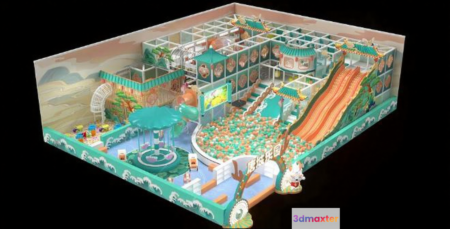 A 3D Model Of A Children'S Playground 3D Model - 3344 - VRAY Render