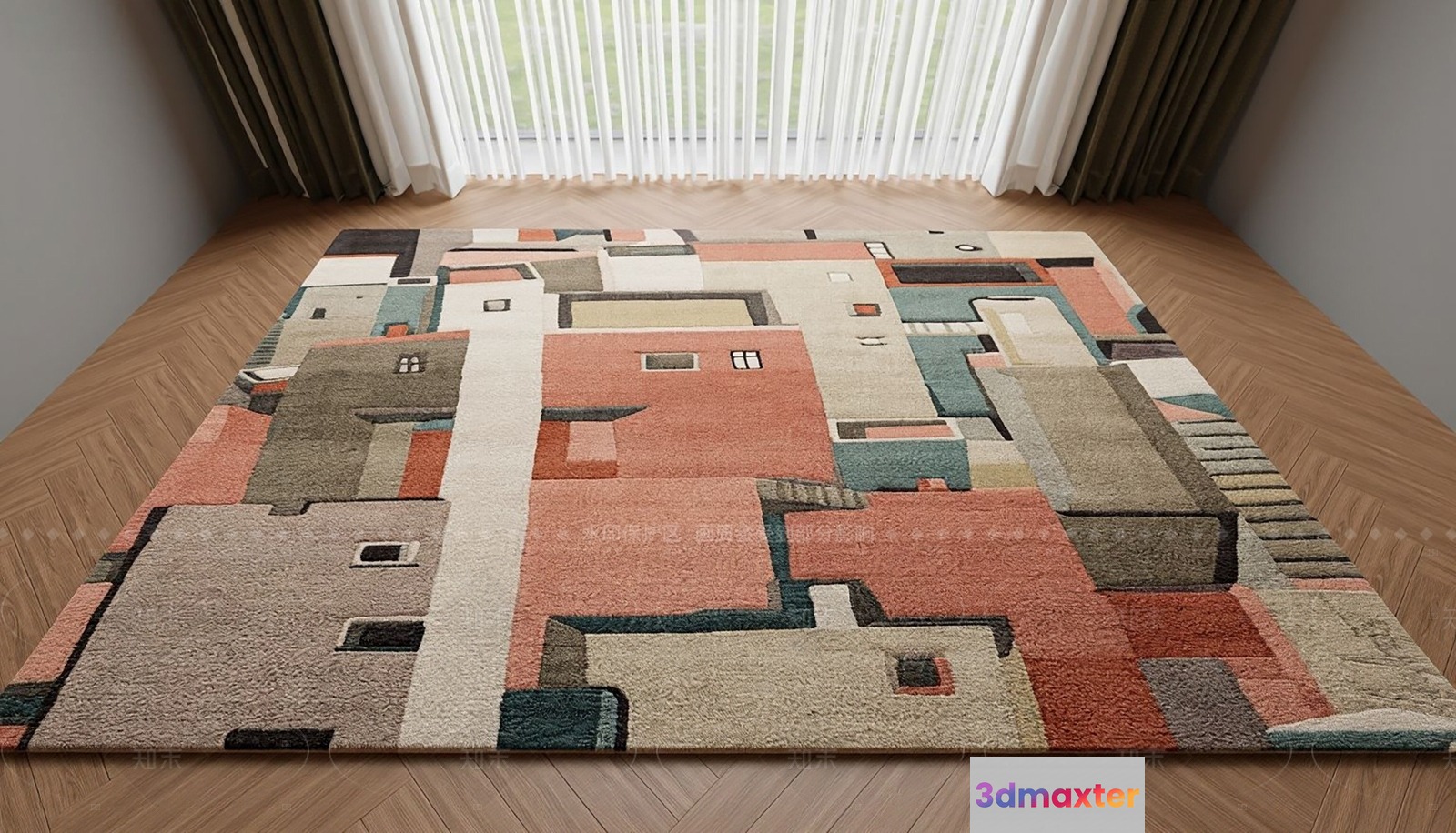 Modern Geometric Rug 3D Model - 7934 - CORONA Render