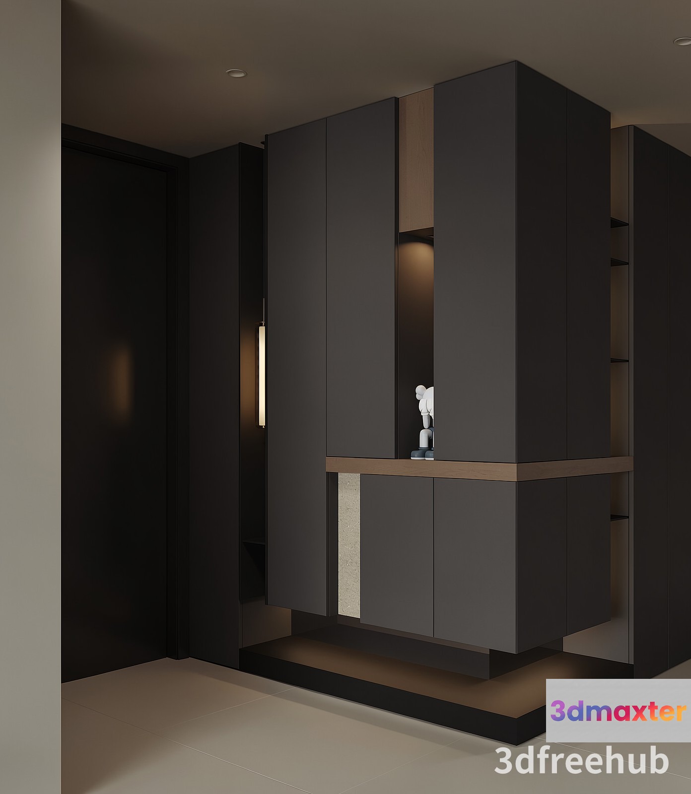 Modern Dark Wood Cabinet 3D Model - 21890 - VRAY Render