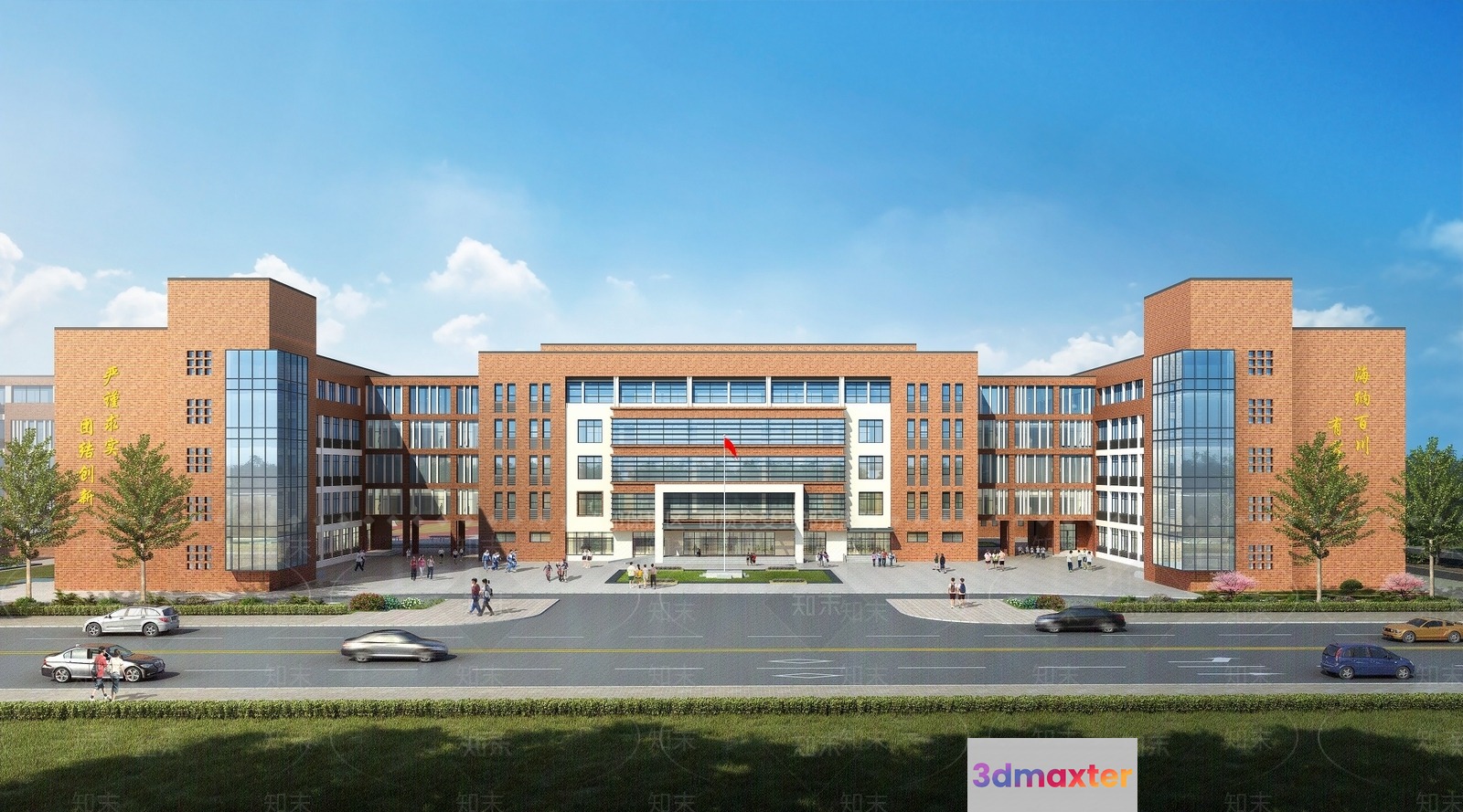 A Large Brick Building 3D Model - 12725 - VRAY Render