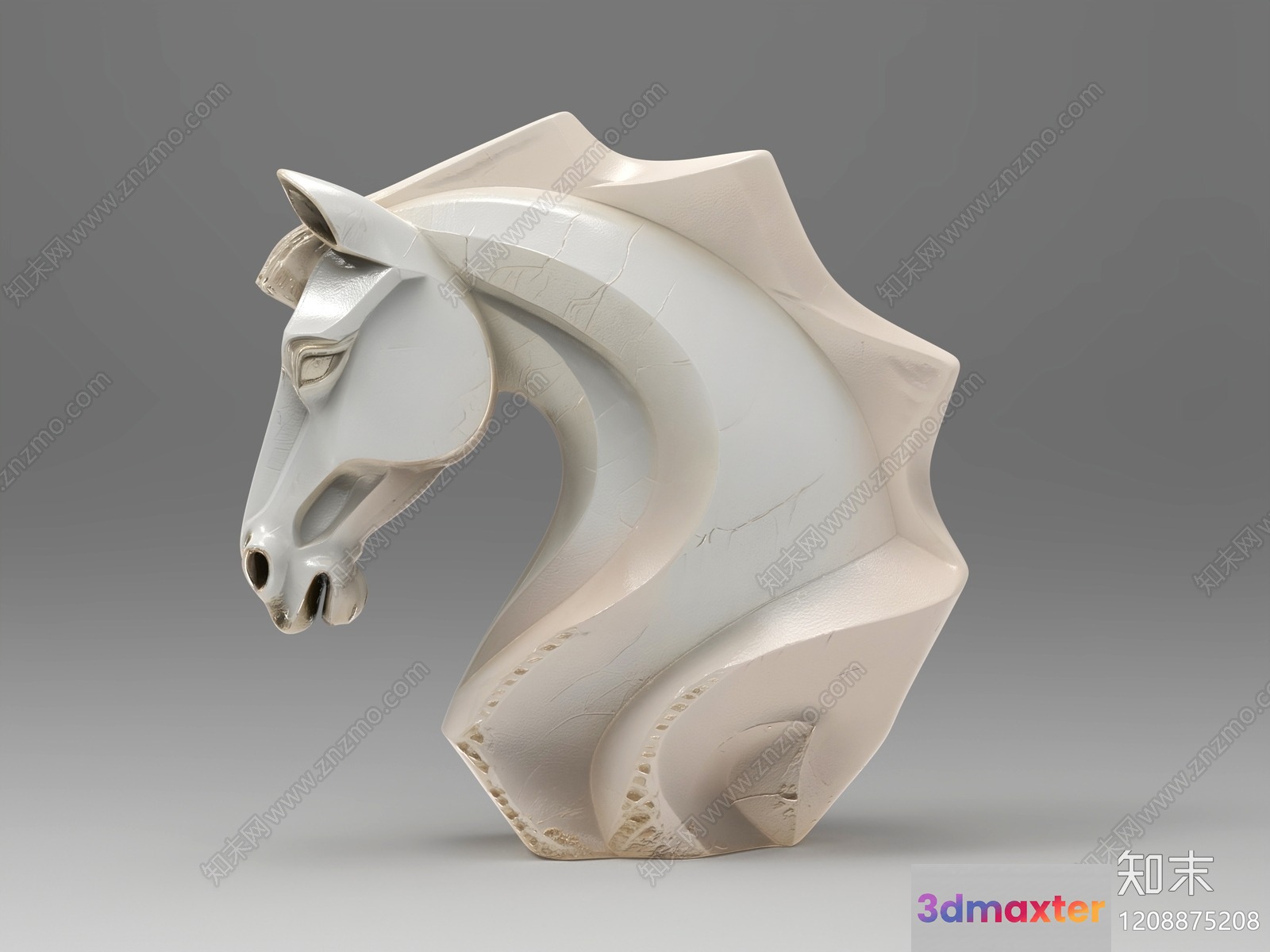 A White Horse Head 3D Model - 14283 - VRAY Render