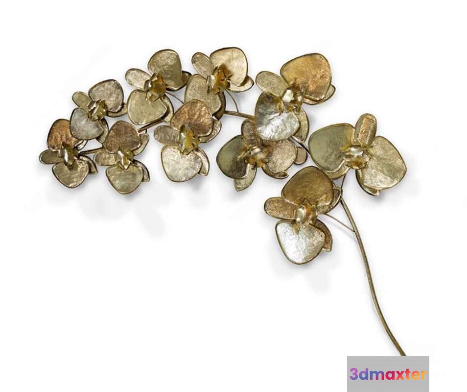 Gold Orchid Decor 3D Model - 22730 - CORONA Render