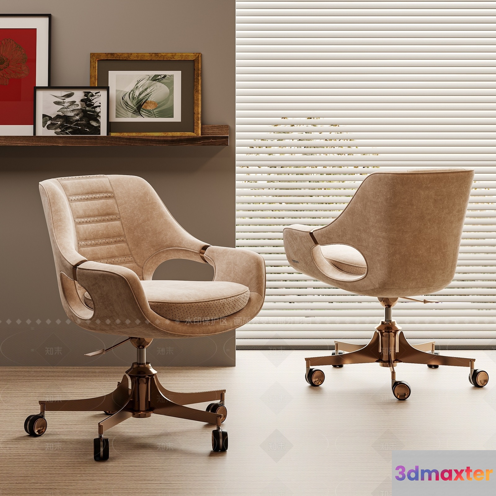 A Beige Office Chair 3D Model - 7409 - CORONA Render