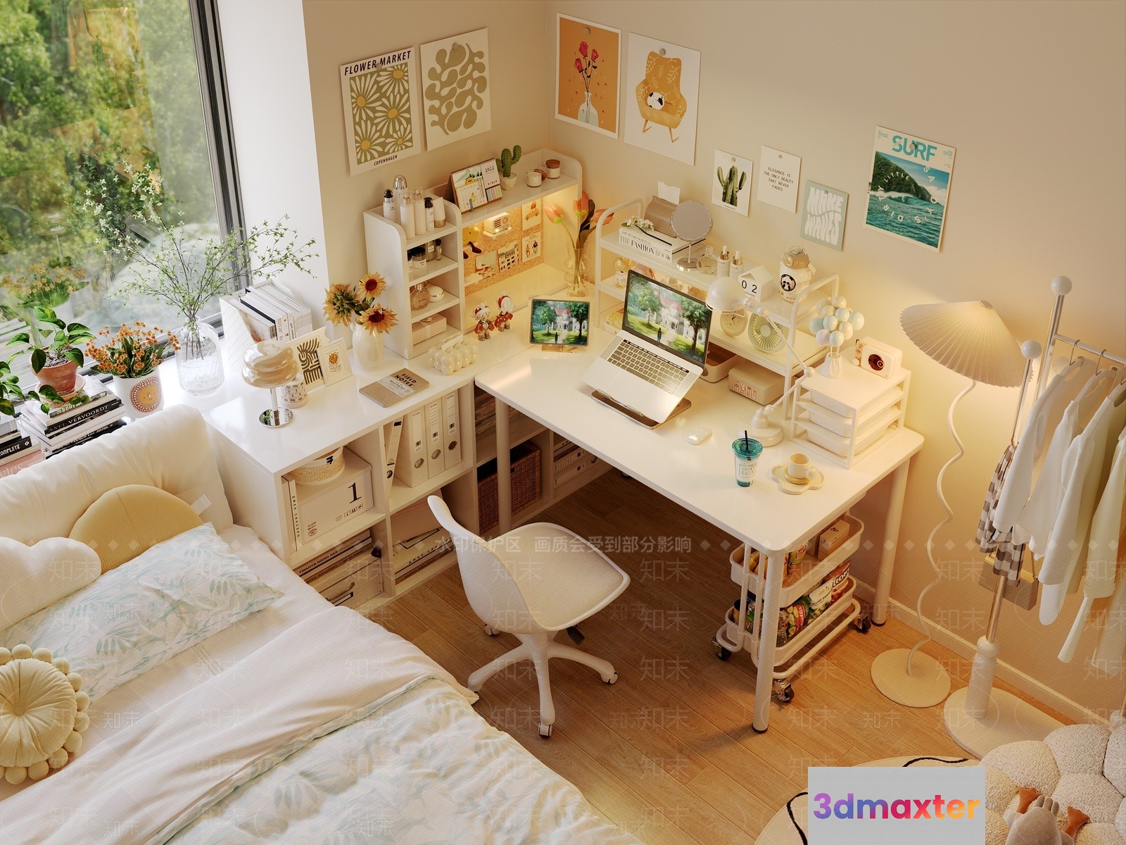 Cozy Bedroom 3D Model - 2409 - VRAY Render
