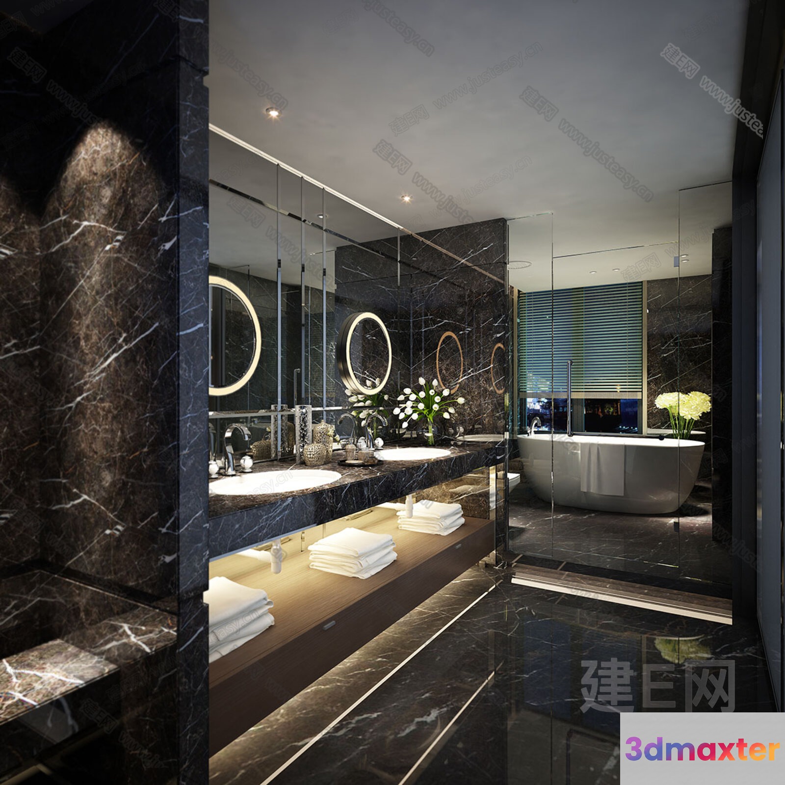 Modern Marble Bathroom 3D Model - 15985 - VRAY Render