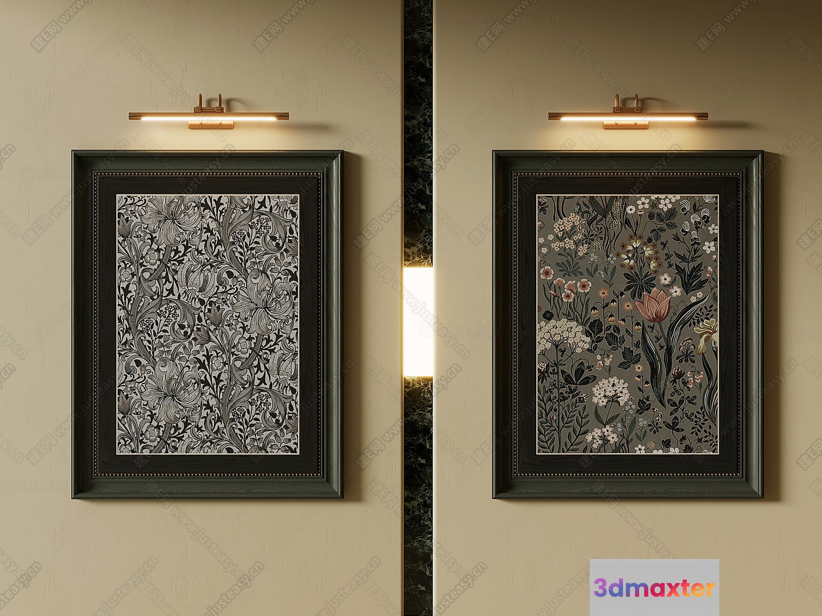 Two Framed Floral Prints 3D Model - 3583 - VRAY Render