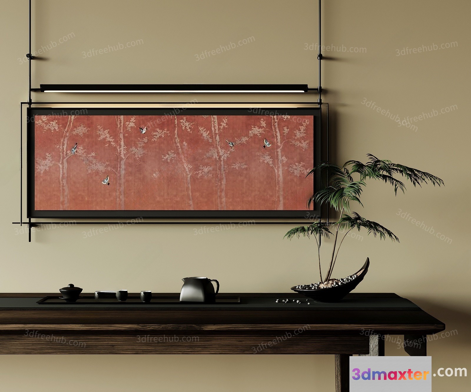 Modern Asian-Inspired Home Decor 3D Model - 3019 - VRAY Render