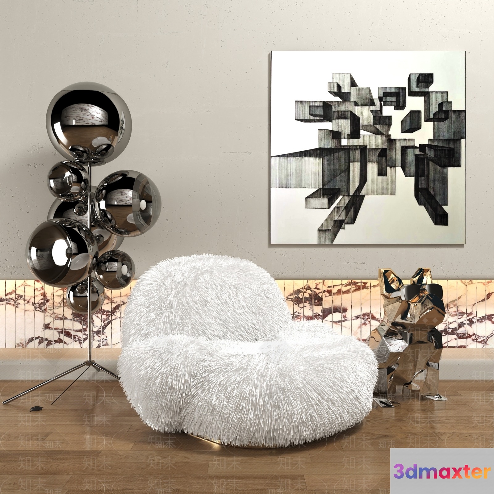 Modern Living Room 3D Model - 6316 - VRAY Render