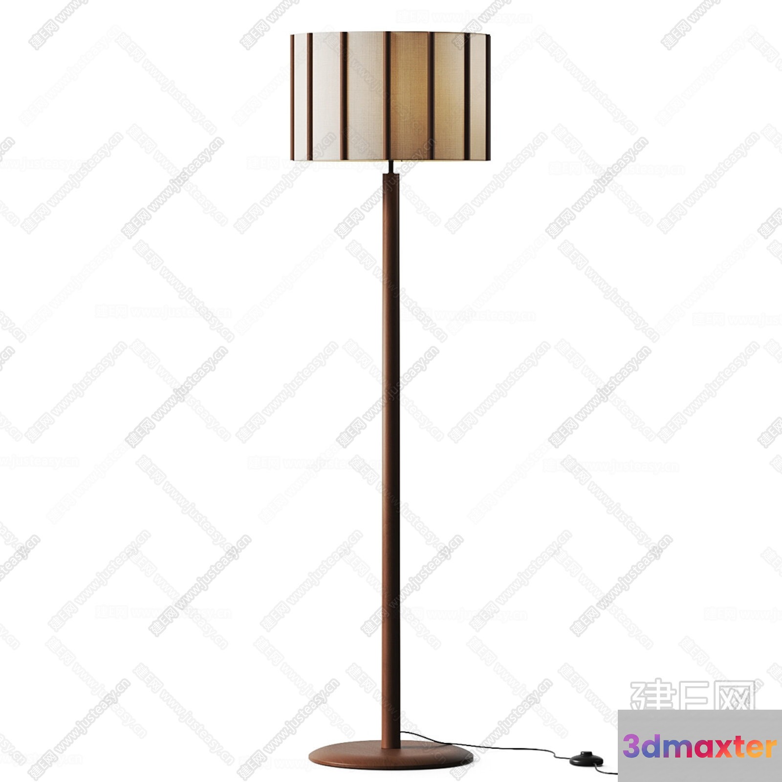 Modern Floor Lamp With A Wooden Base And Shade 3D Model - 13497 - CORONA Render