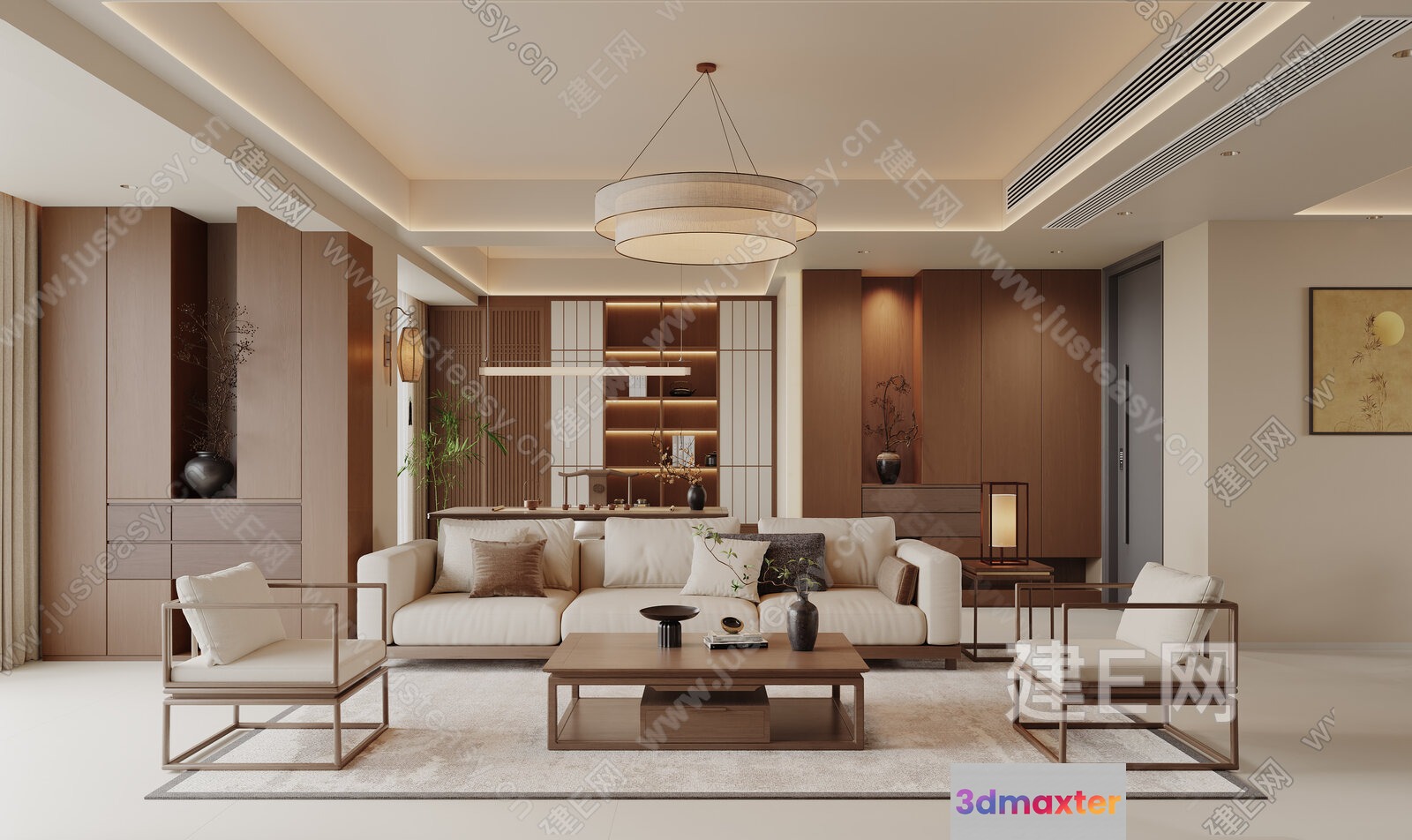 Modern Living Room 3D Model - 19193 - VRAY Render