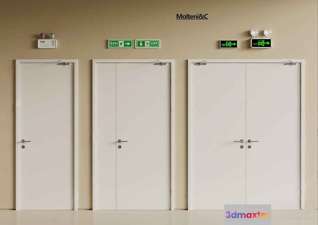 Three White Doors 3D Model - 5104 - VRAY Render