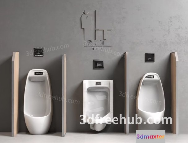 Three Urinals 3D Model - 20562 - VRAY Render