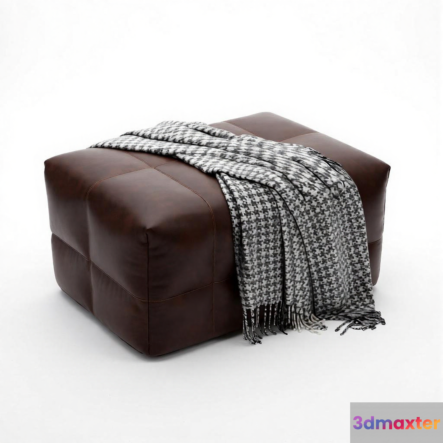 Brown Leather Ottoman 3D Model - 4977 - VRAY Render