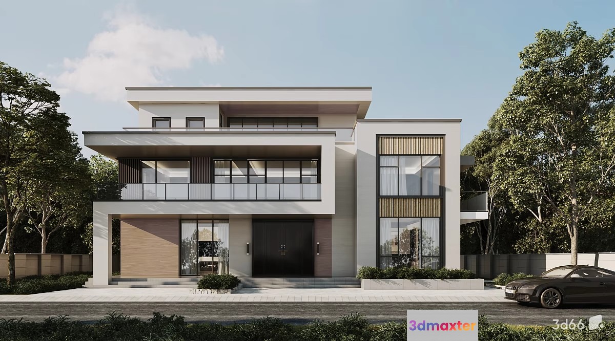 Modern 2-Story House 3D Model - 20978 - VRAY Render