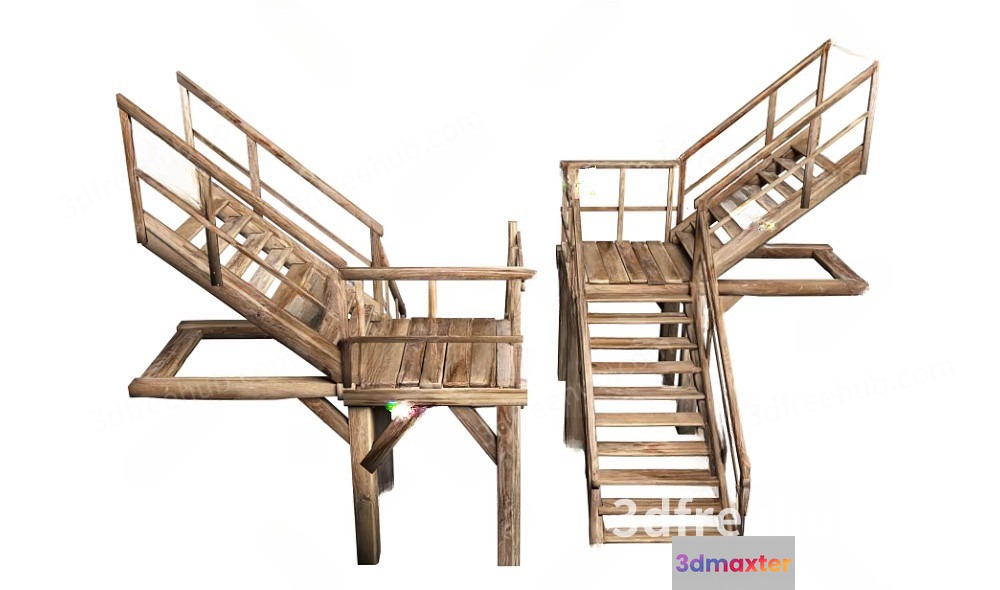 Wooden Staircase Structure 3D Model - 18743 - VRAY Render