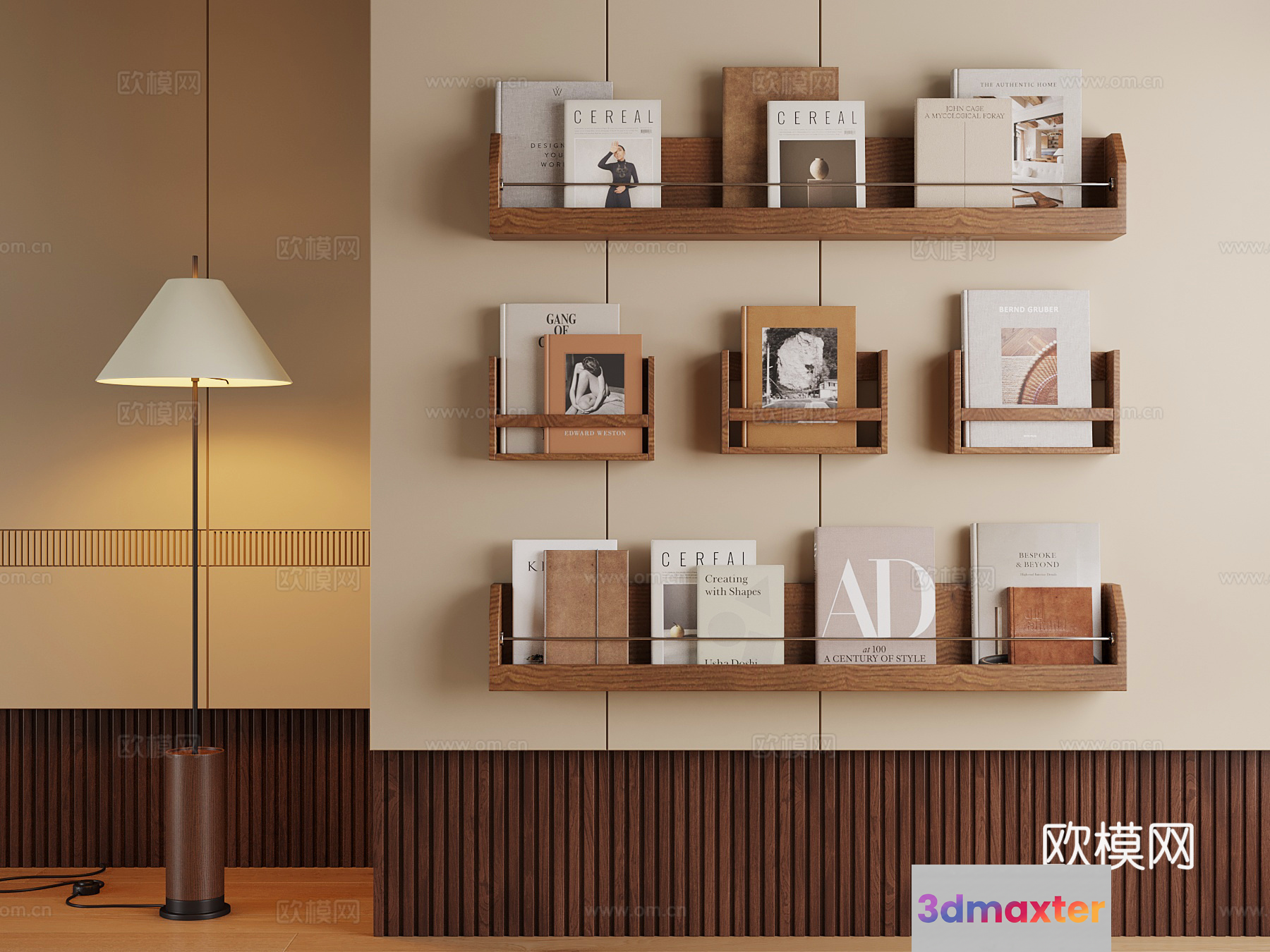 Modern Wooden Shelves 3D Model - 8106 - VRAY Render