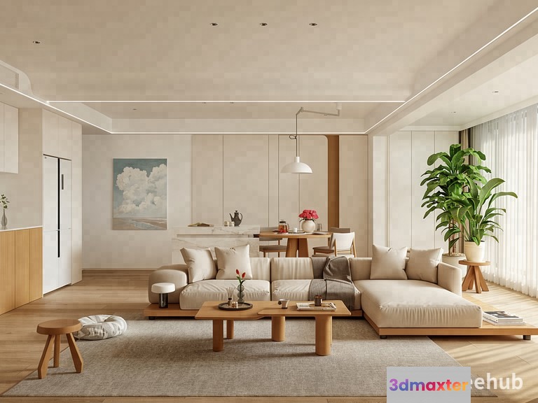 Modern Living Room 3D Model - 22261 - VRAY Render