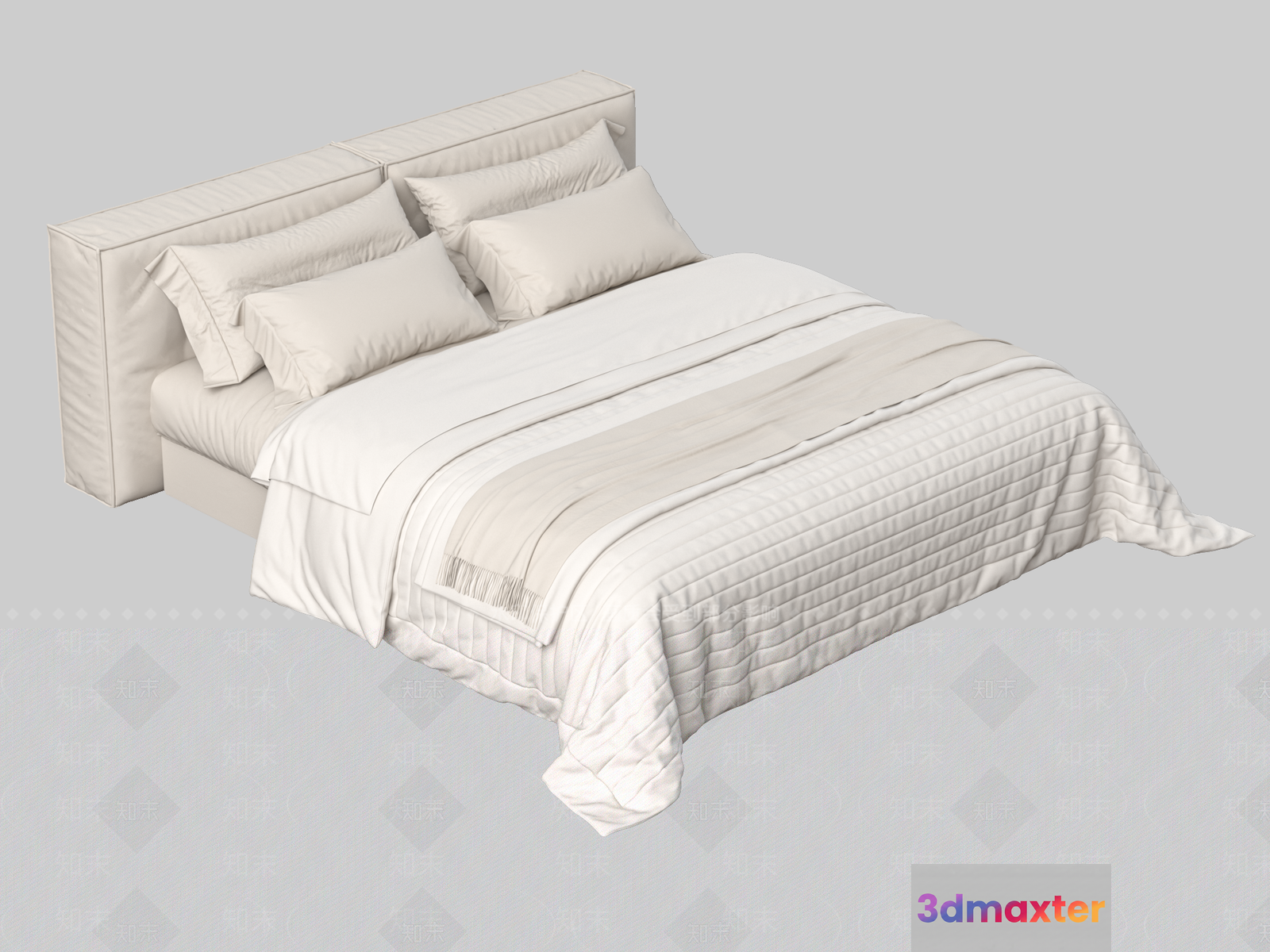 Cozy White Bed 3D Model - 20737 - VRAY Render