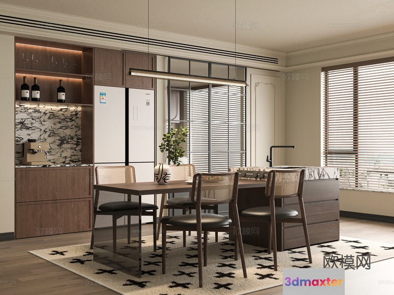 Modern Kitchen Island 3D Model - 16258 - VRAY Render