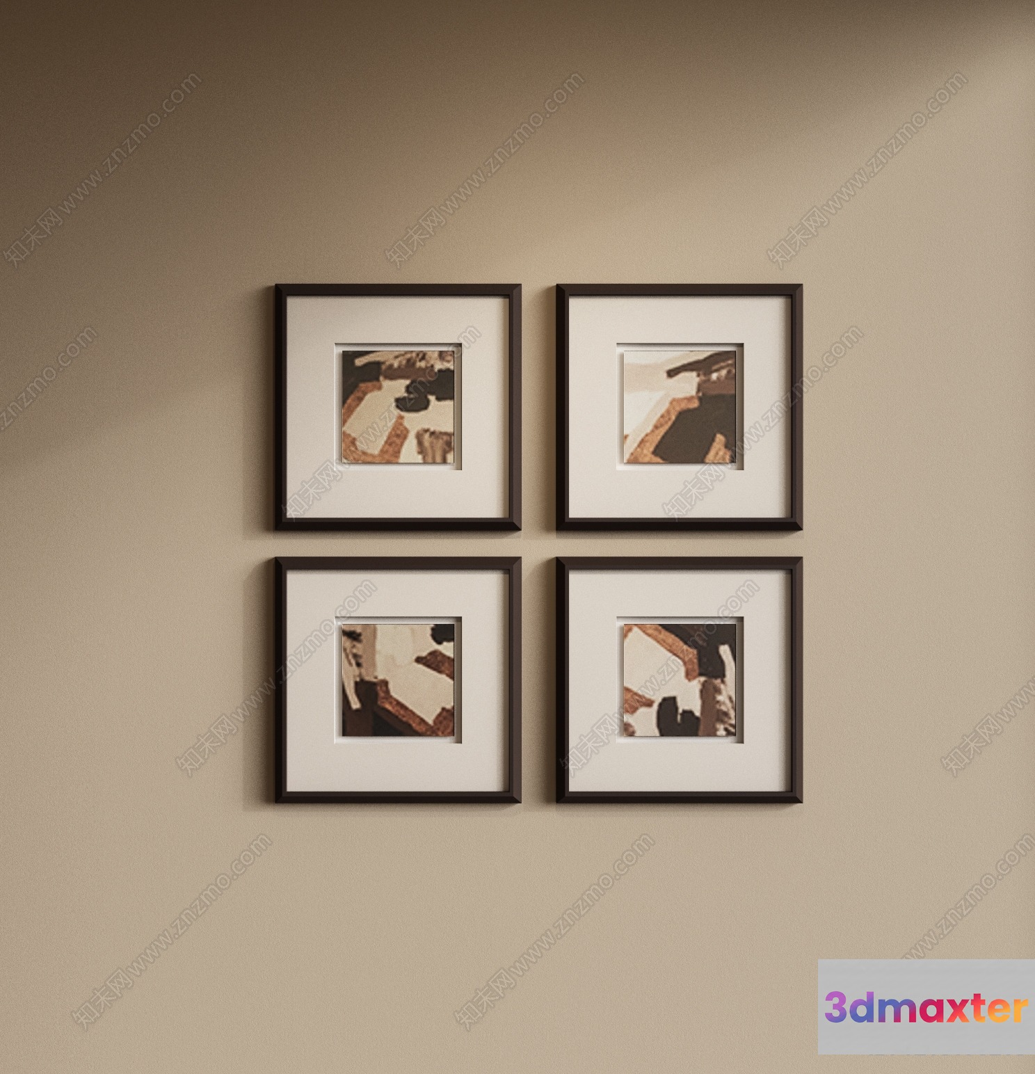 Four Framed Abstract Art Pieces 3D Model - 13137 - VRAY Render