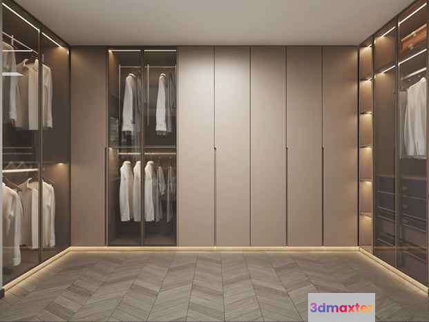 Modern Lighted Closet 3D Model - 390 - VRAY Render