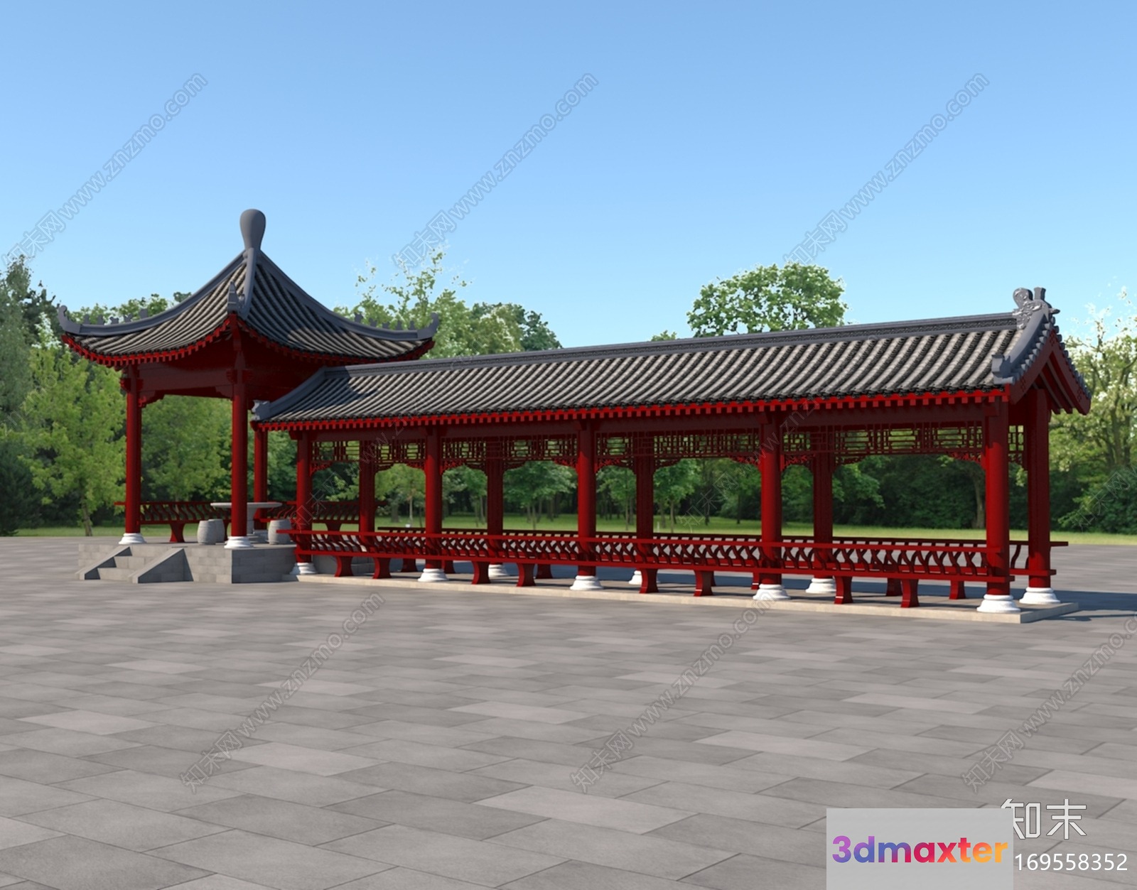 Chinese Pavilion 3D Model - 3789 - VRAY Render