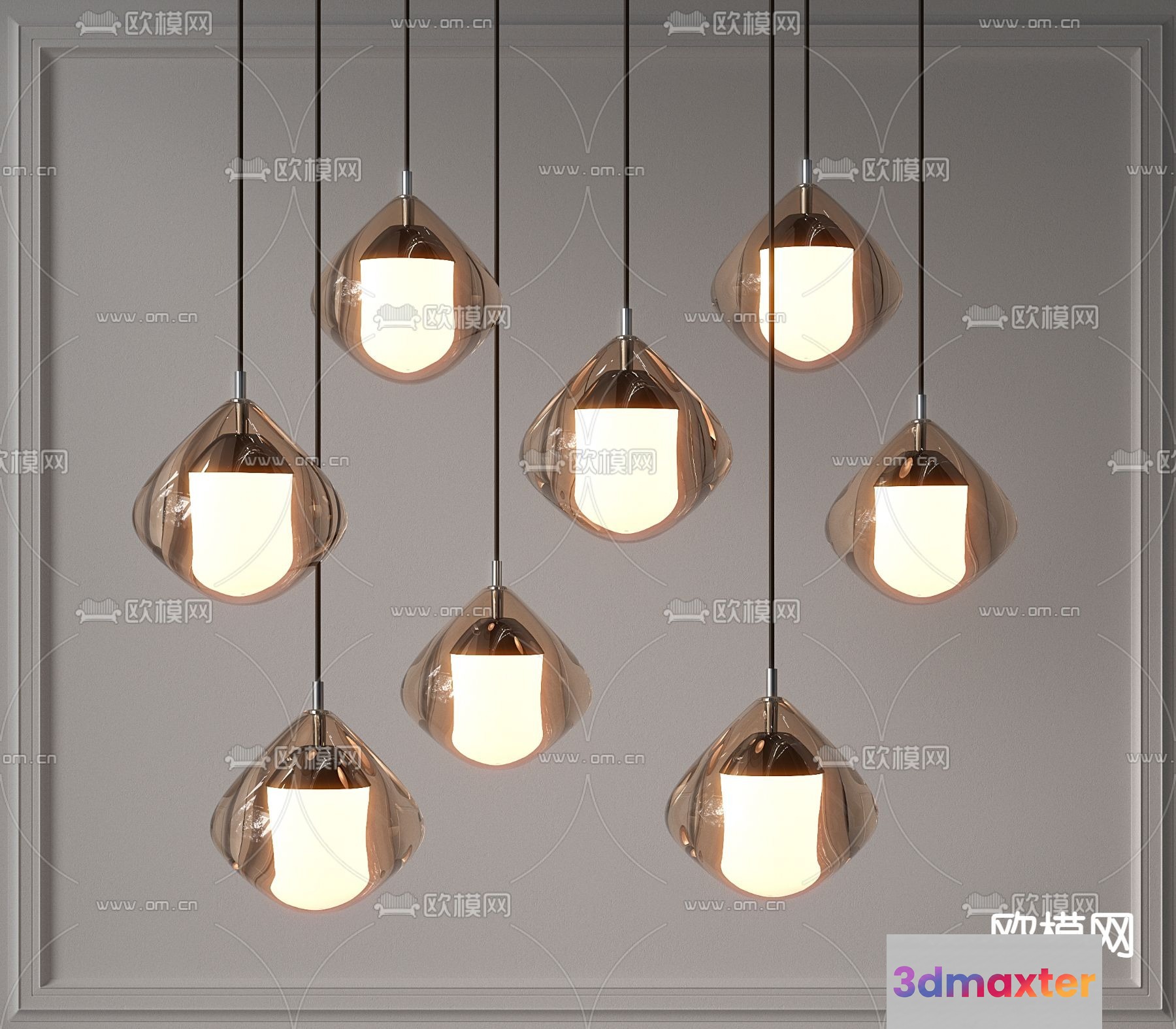 The Single Main Subject Is A Collection Of Hanging Light Fixtures 3D Model - 2233 - VRAY Render