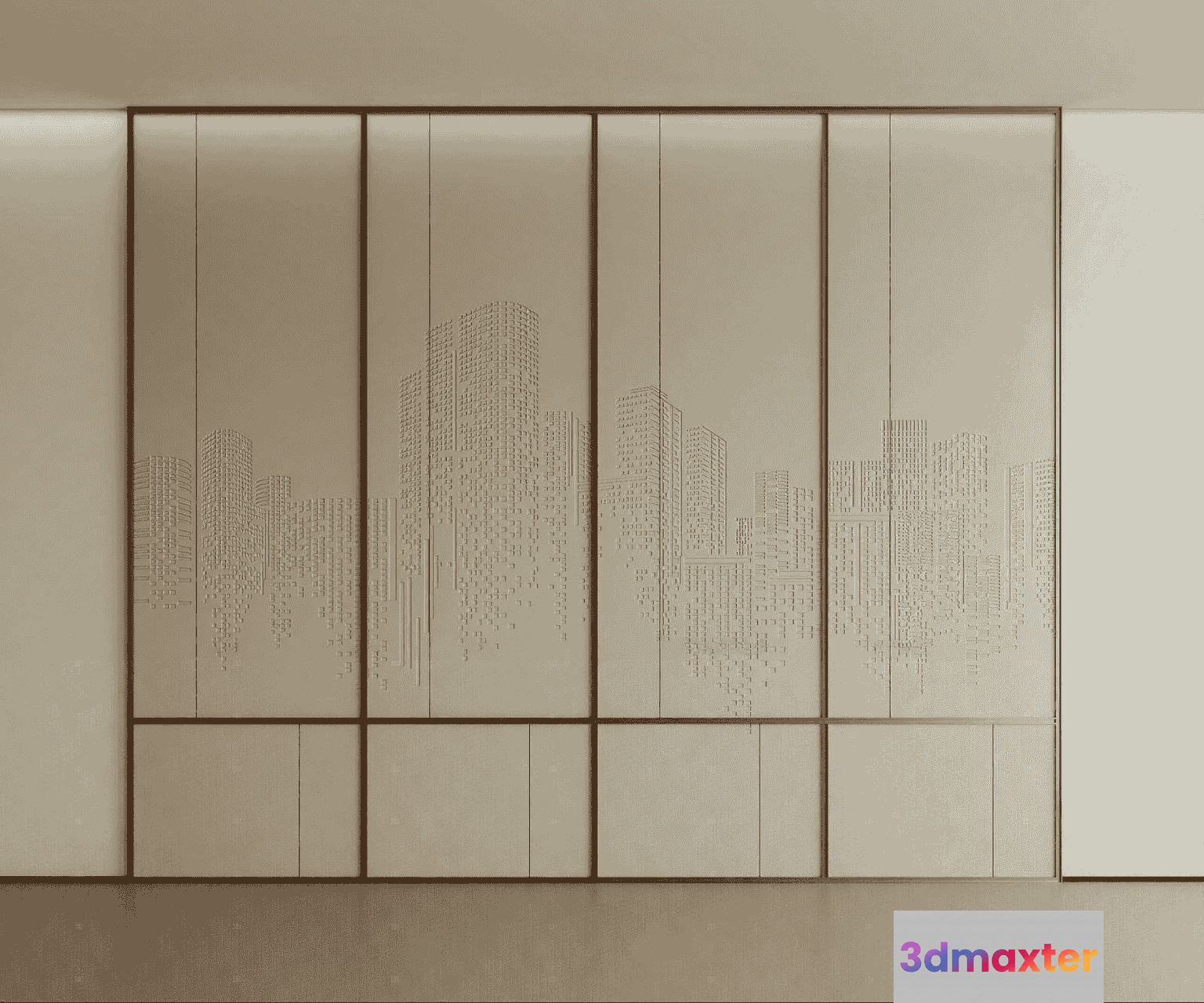 Modern City Skyline 3D Model - 14475 - VRAY Render